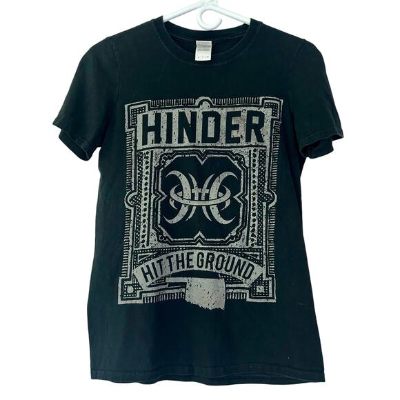 Hinder hit the ground tour graphic band T-Shirt rock black women’s S - Picture 1 of 8